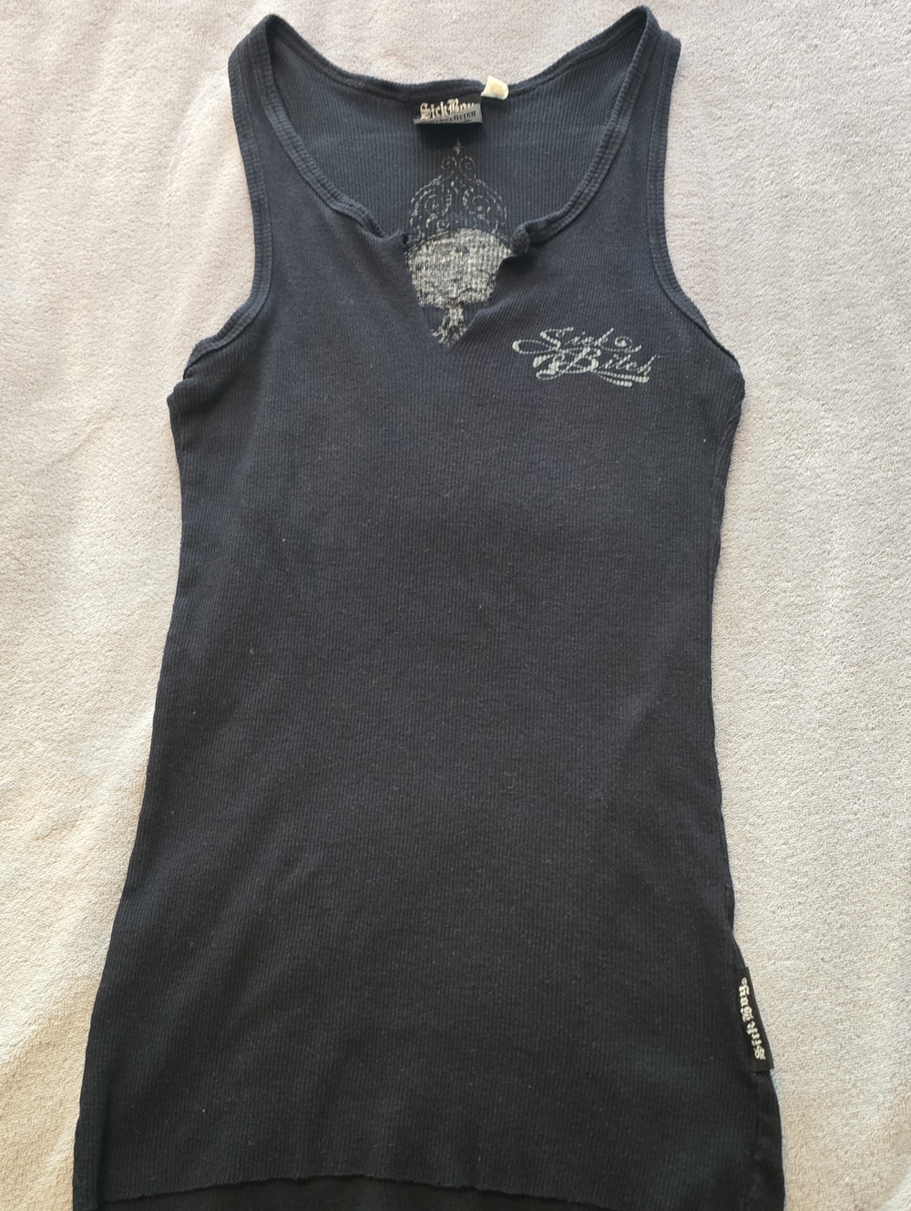 Sick Boy Choppers Black Ribbed Women's Tank with Subtle Chest Logo